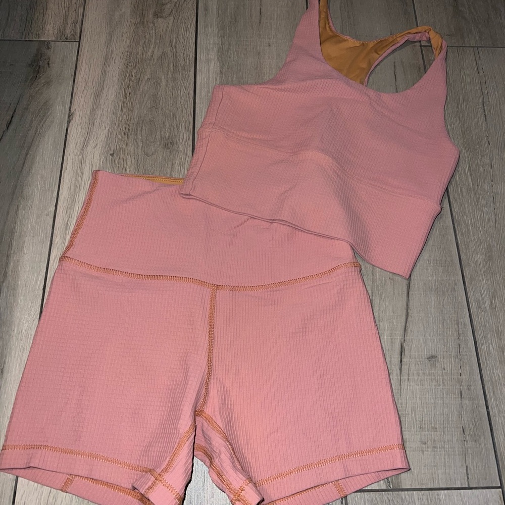Pink Athletic Tank and Shorts Set